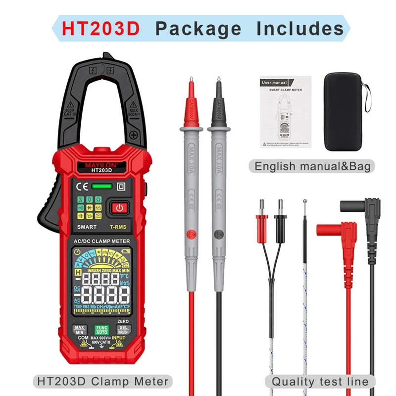 MAYILON HT203D Digital Clamp Meter Clamp Meter Multimeter AC Current And AC/DC Voltage Tester