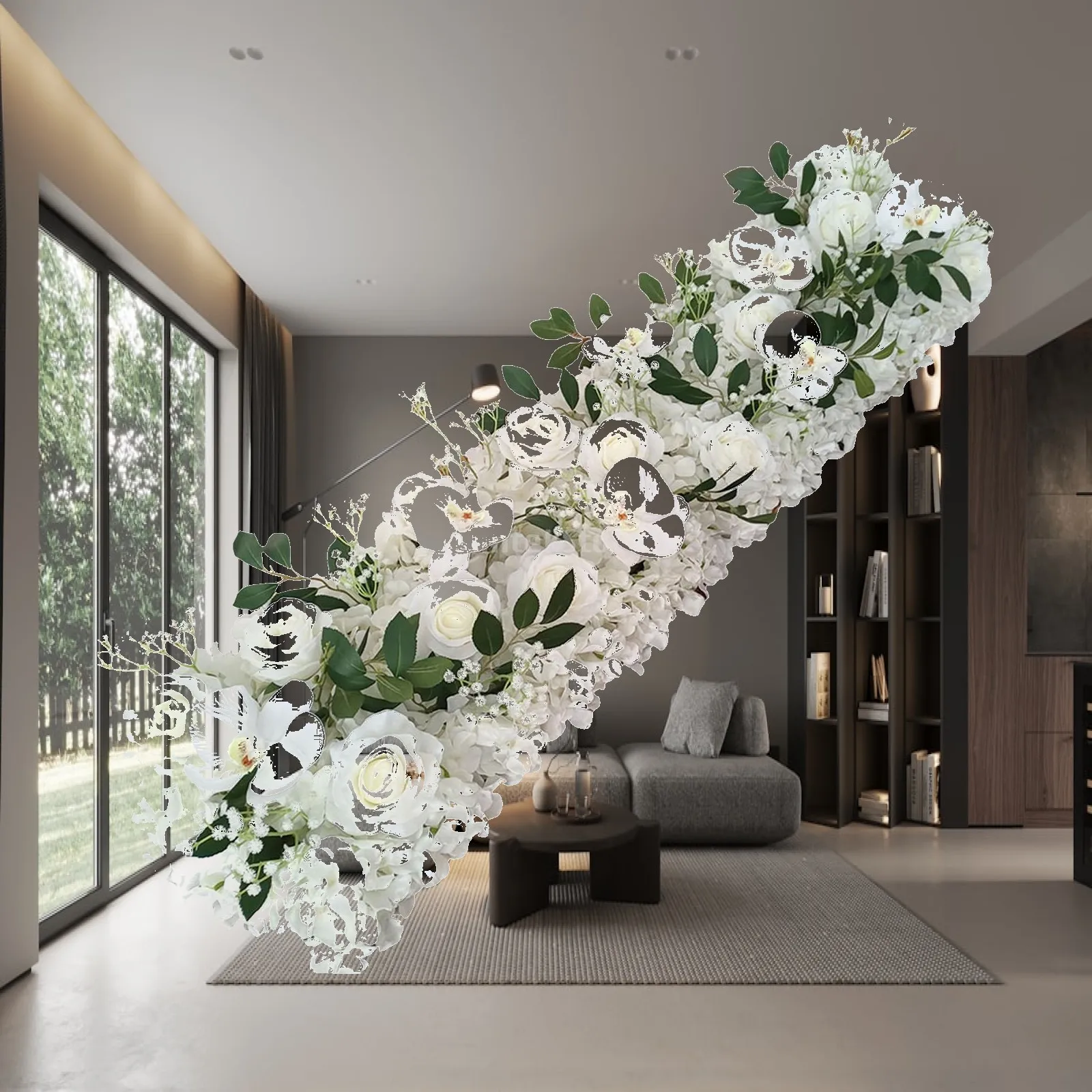 フラワーパネル背景幕-造花ローズフローラルアレンジメント、結婚式、アーチ、レセプション、誕生日用装飾フローラルパネル