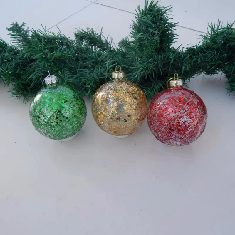 Free Shipping 8pcs/pack Diameter=8cm Transparent Different Design Glass Pendant Home Decoration Christmas Tree Hanging Globe