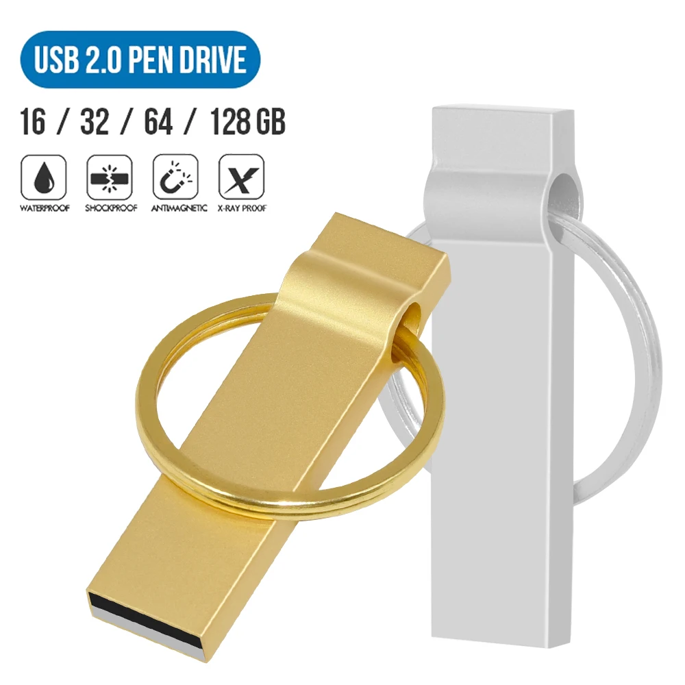 ขายดีแฟลชไดร์ฟ USB 4GB 8GB 16GB 32GB 32GB pendrive โลหะ64GB USB โลหะ U Disk ความเร็วสูงกันน้ำได้ปากกาไดรฟ์ติด