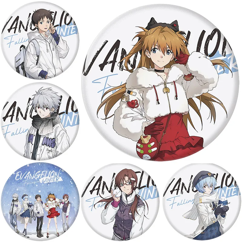 Neon Genesis Evangelion Winter Limited Edition Abzeichen Spiegel Anime Rei Ayanami Asuka Ikari Shinji Kuss-Anhänger Rucksack-Charm Schlüsselanhänger