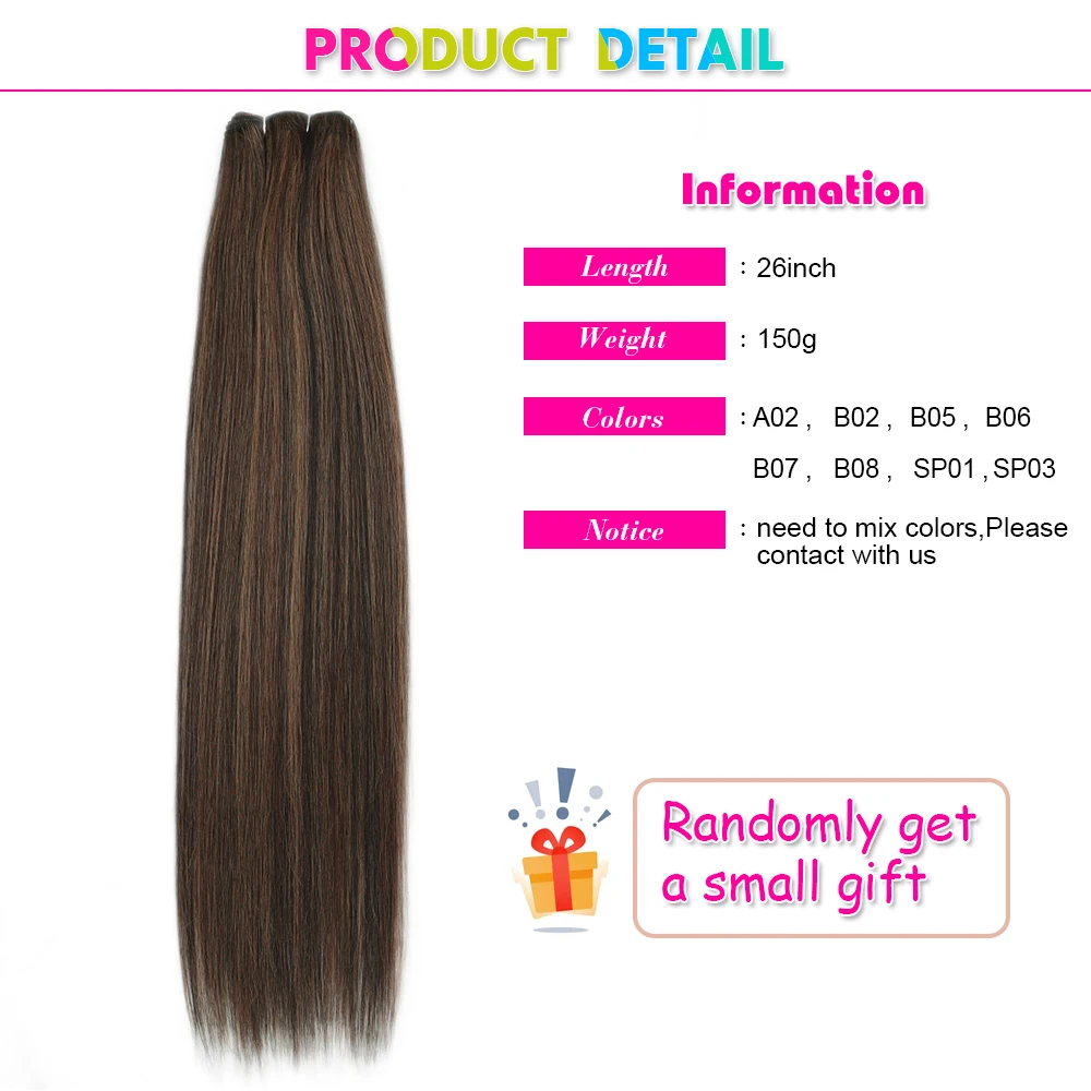 Alibaby حزم من شعر مفرود ملحقات السلس أومبير الشعر النسيج 26 بوصة طويلة الاصطناعية حزم شعر مستقيم كامل حتى النهاية 150 جرام #5