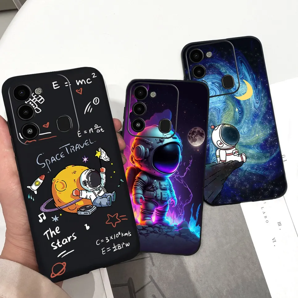 For Cover Tecno Spark GO 2022 KG5 KG5h Back Bumper Nightscape Moon Cases Matte Soft Silicone Etui For Tecno Spark 8C KG5k Case