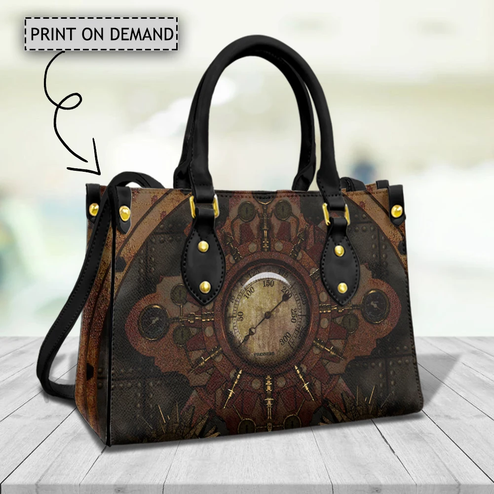 3D Mechanical Clock Print Shoulder Bags Business Travel Luxury Messenger Tote Bag Fashion Versatile Ladies Top-handle Handbags