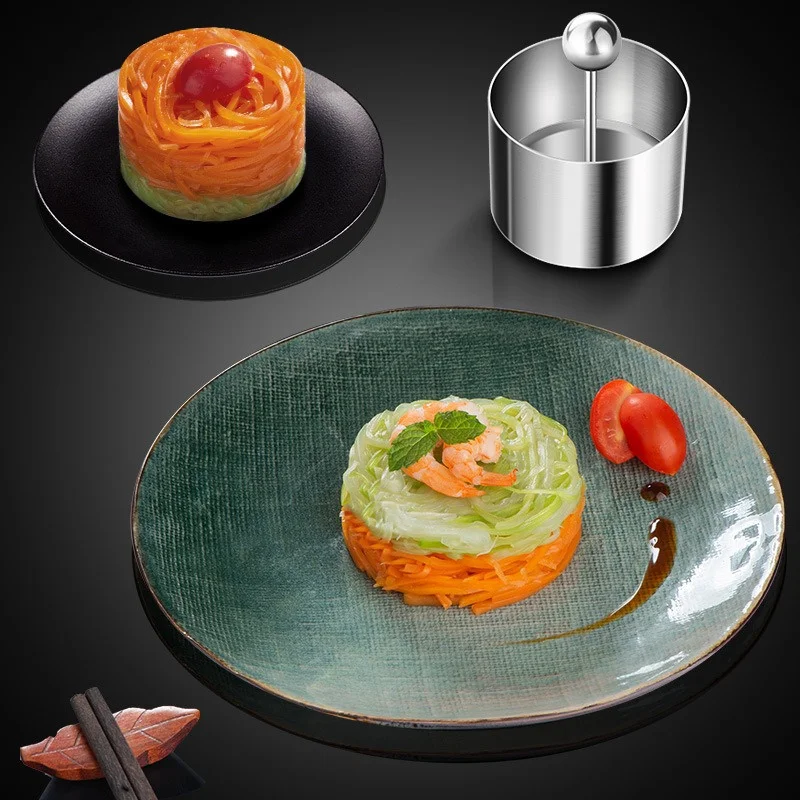 Round Stainless Steel Rices Ball Mold With Pusher Cake Mousse Ring tools Easy Demoulding Sushi Making Mould Food Press Kitchen