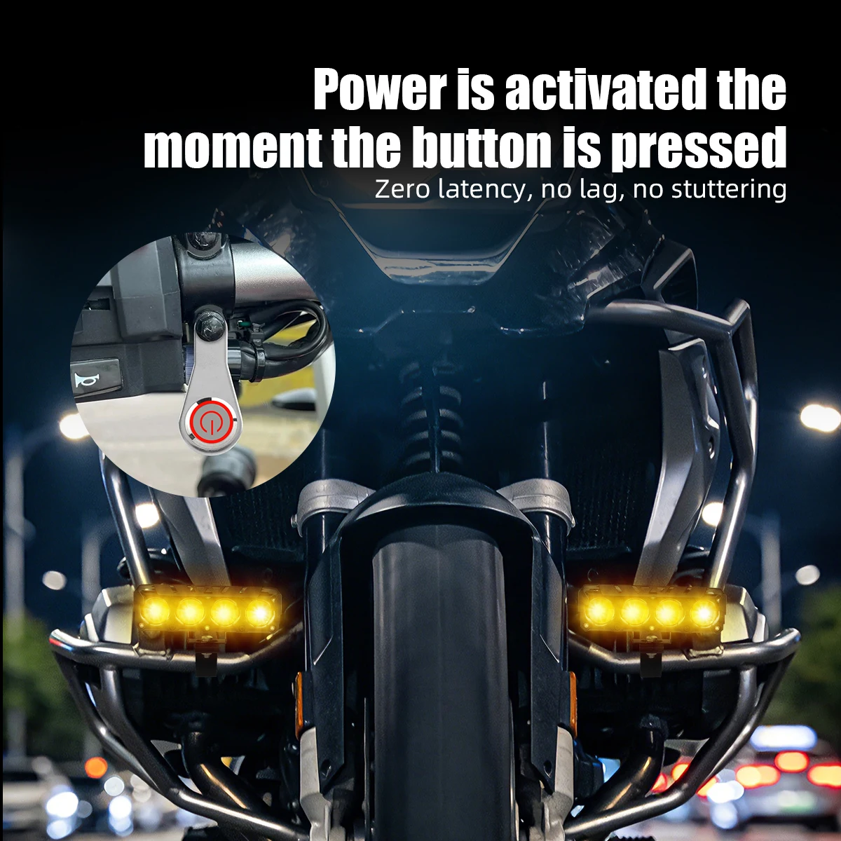 LED Motorcycle Switch ON-OFF Handlebar Adjustable Mount DC12V Motorbike Fog Light Horn Push Button Switch Aluminium Alloy