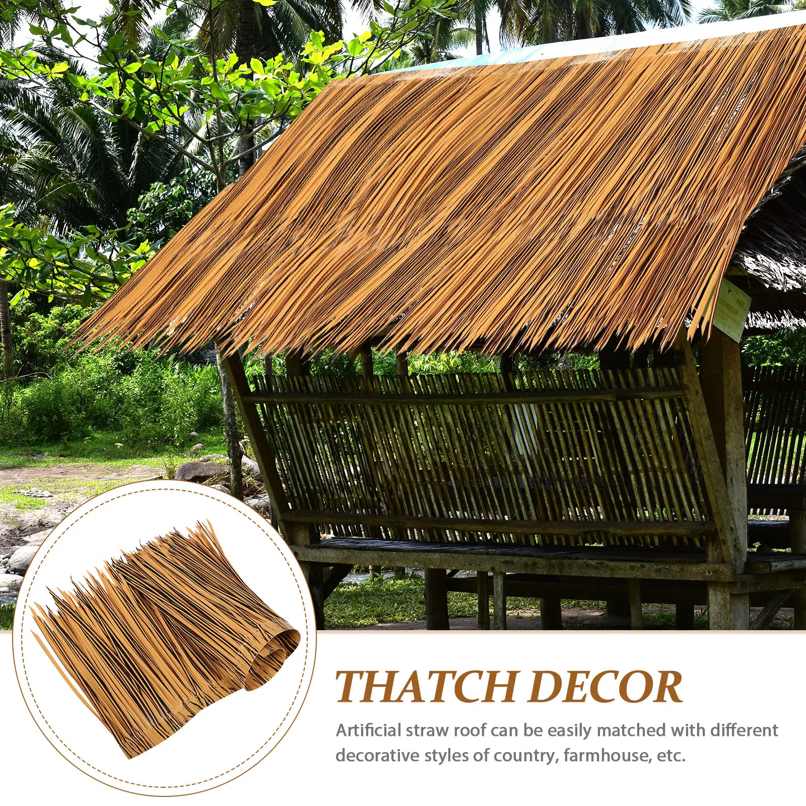 Simulated Thatch Straw Roof Natural Color Artificial Thatch Roofing Garden Decoration DIY Roof Landscaping Decor