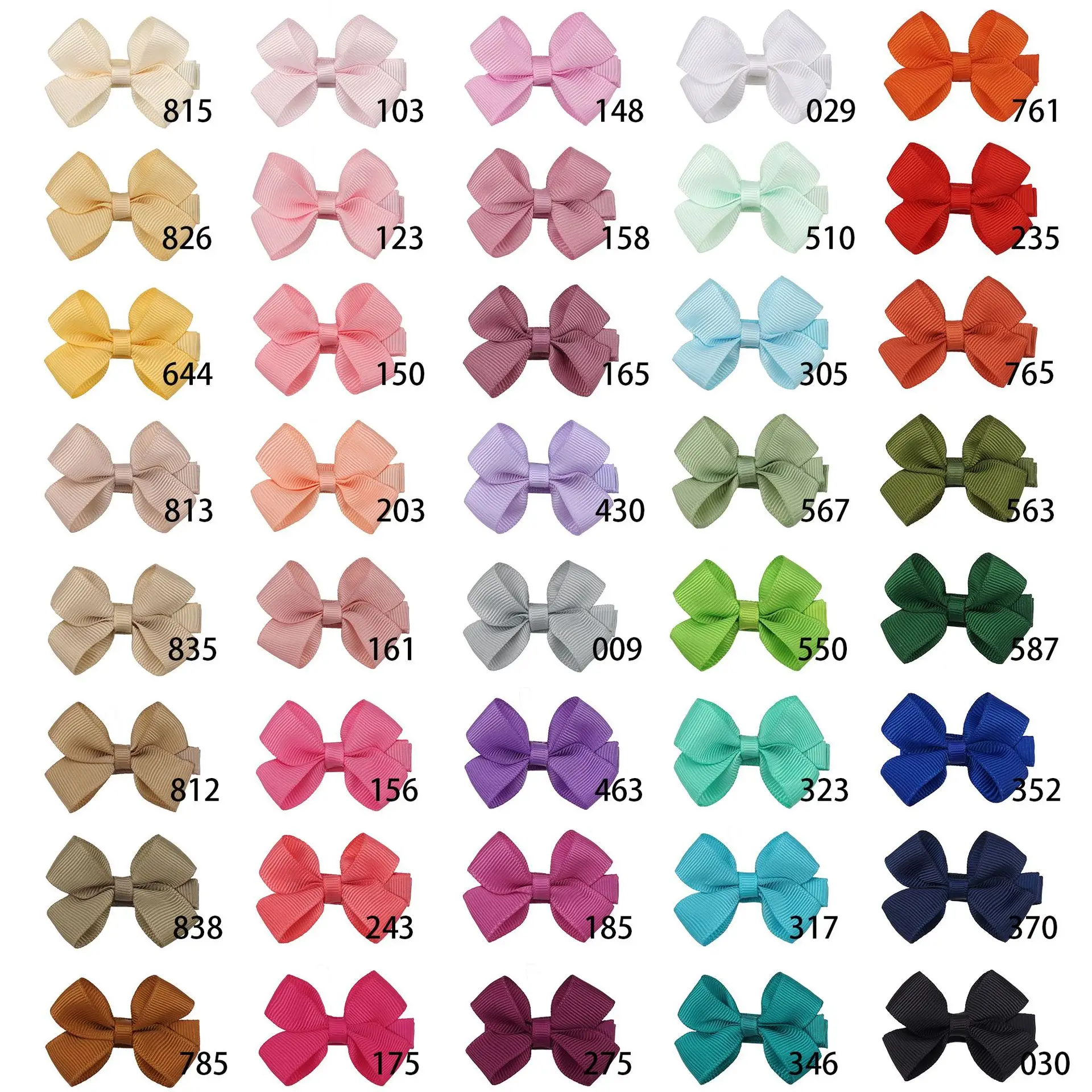 200pcs 2-Inch Solid Grosgrain Ribbon Hairbows with Hair Clips Baby Girls Hair Accessories Hairpins Headwear Hair Bow Clips Bulk