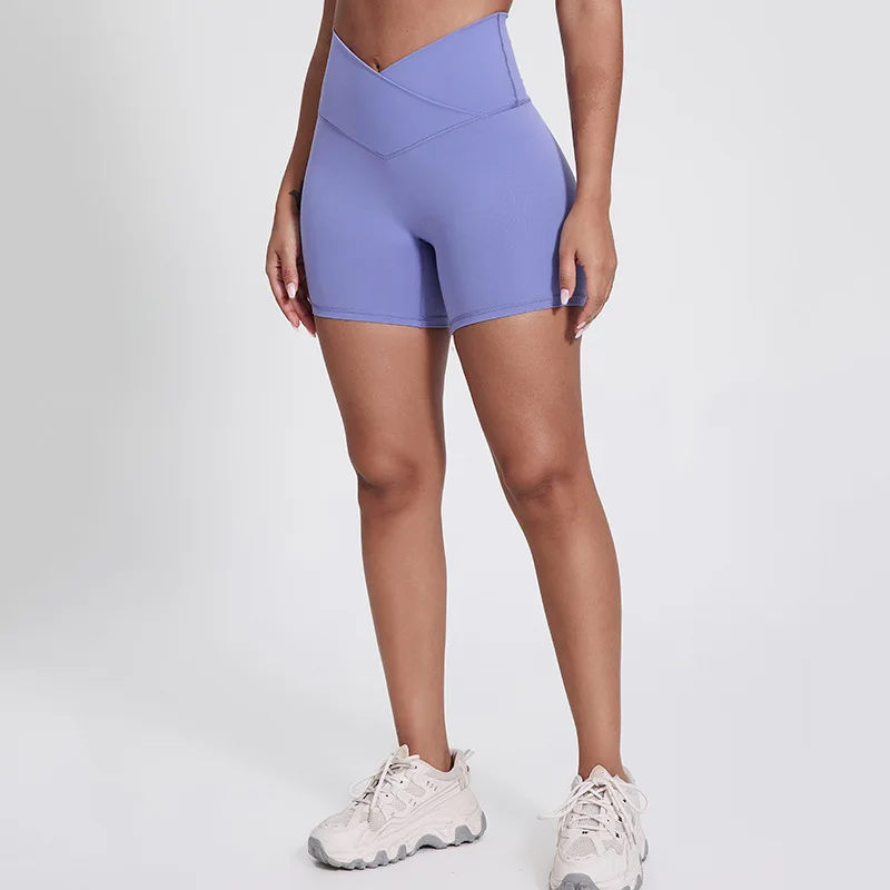 Monocromática cintura alta Cross Legging para mulheres, esportes curtos, ginásio curto, fitness, ioga, ciclismo, treino, treinamento, alta qualidade