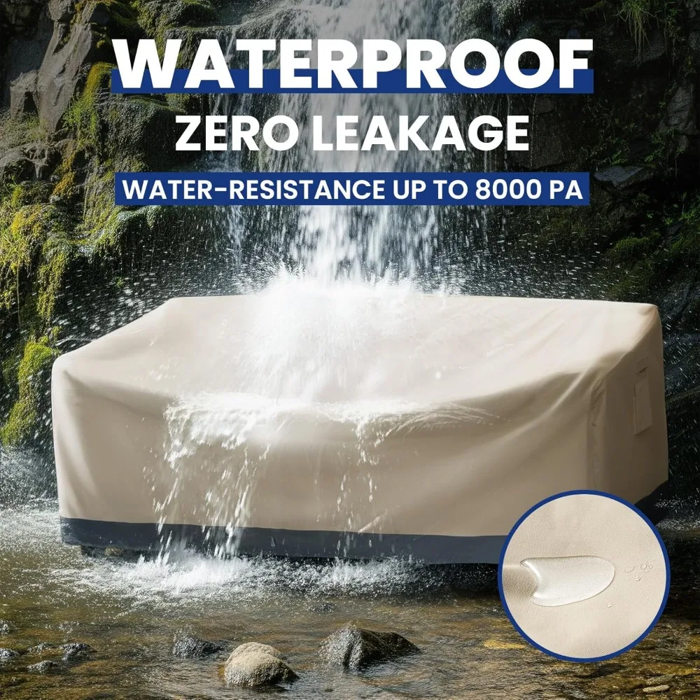 غطاء أريكة خارجي شديد التحمل بمقعدين مقاوم للماء - أغطية أثاث الفناء مع فتحة تهوية، مقعد أريكة خارجي