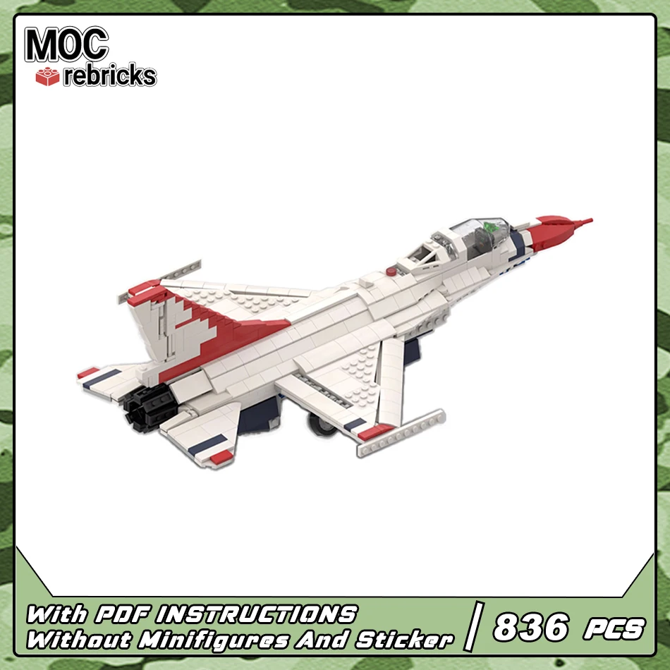 

MOC Space War Series Building Block Модель General Dynamics F-16 THUNDERBIRDS Оригинальное летающее оружие DIY Игрушки для мальчиков