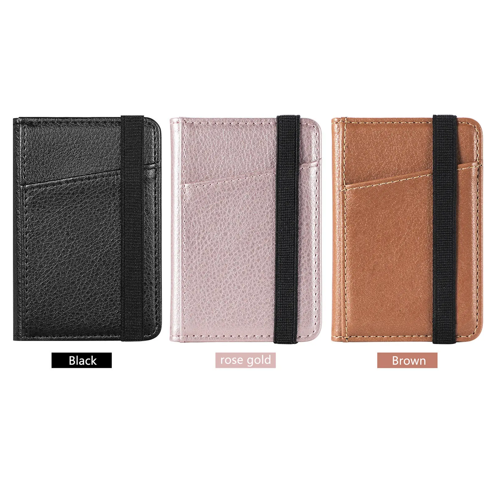 Elastic Band Leather Card Holder Sticker 3M Adhesives ID Credit Cards Phone Wallet Back Stickers for Smartphone Suporte Celular