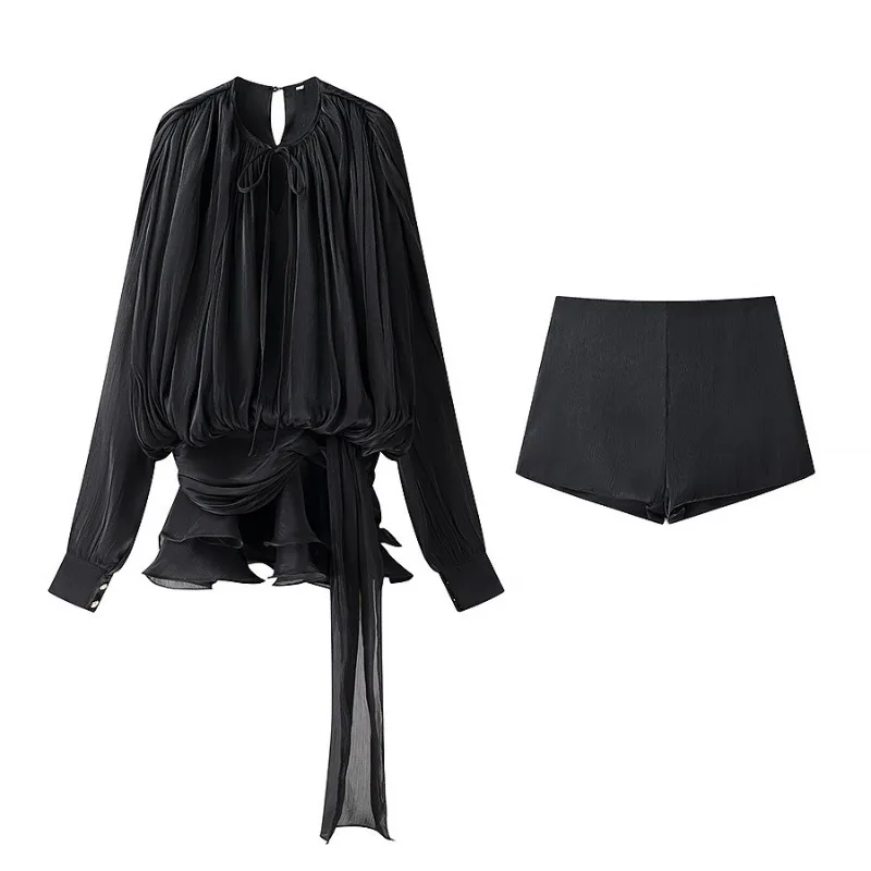 Cross-border European and American Women's Clothing Bestseller Featuring Pure Stylish Waist-cinching Dress Irregular Hem Shorts