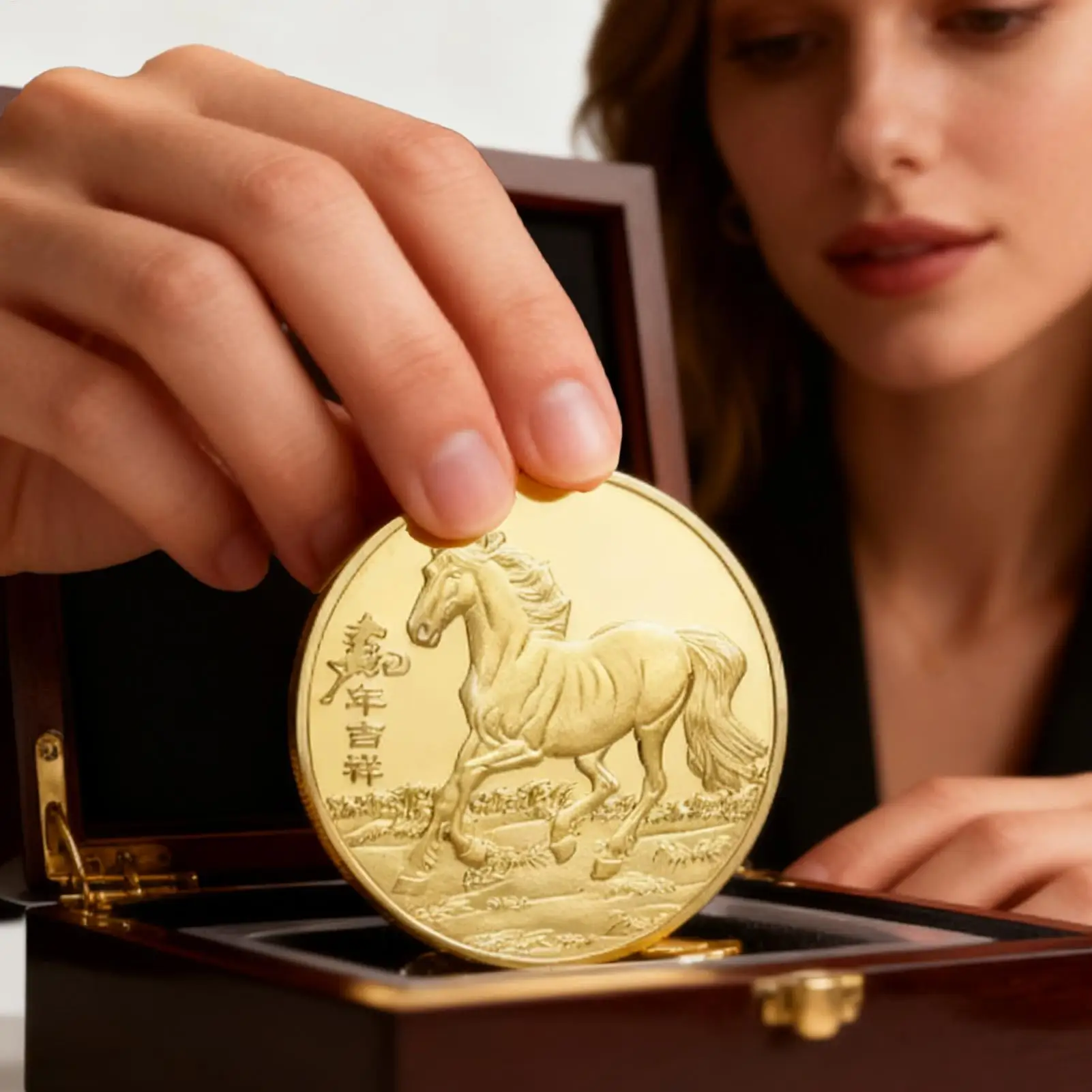 2026 Year Of The Horse Gold Commemorative Coin Good Luck 3D Embossing Horse Coin Metal Craft Embossed Collectible Coin