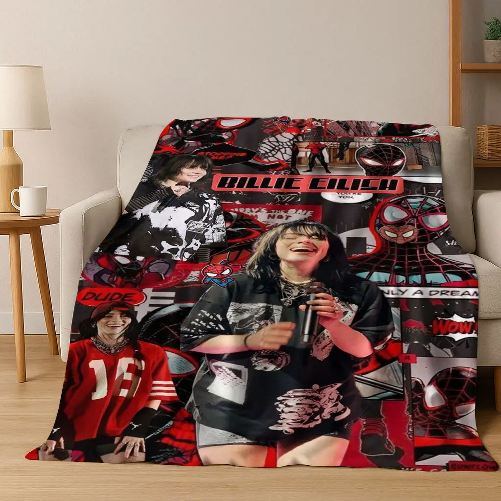 Modische Billie Eilish Hit Me harte und weiche Sänger-Flanelldecke, weiche Überwurfdecke für Bett, Schlafzimmer, Wohnzimmer, Reisegeschenk, Kind