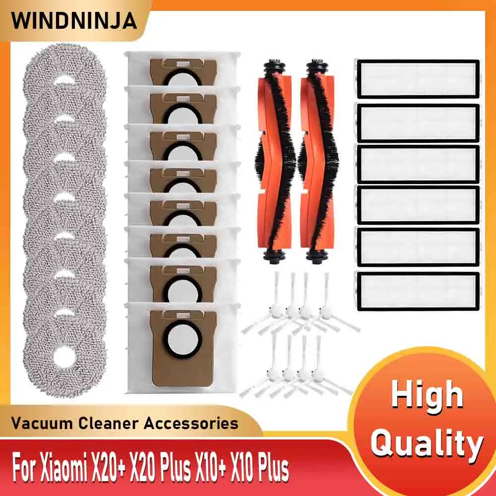 Für Xiaomi X10 + X10 Plus X20 + X20 Plus Roboter Vakuum Zubehör Mopp Tuch Filter Wichtigsten Seite Pinsel staub Taschen Ersatz Teile