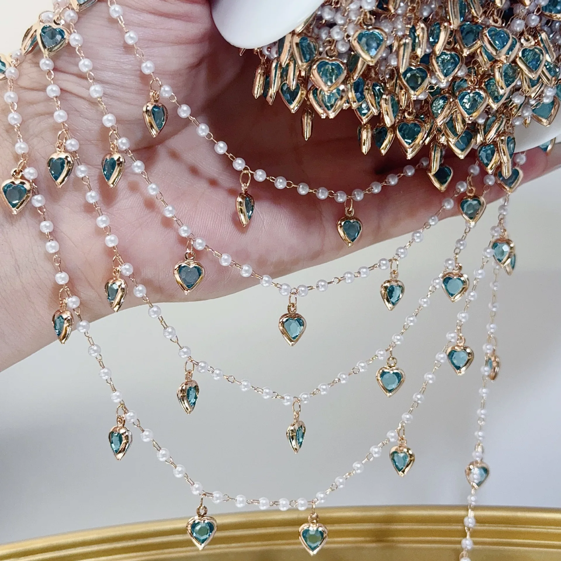 0,5 Meter/1 Meter Rosa Kristallherz-Messingkette für Schmuckherstellung 6mm Liebes-Anhänger Ketten Choker Halskette Kettenzubehör – Detail 7