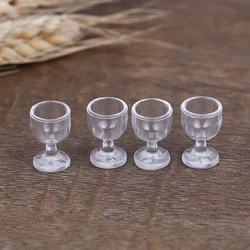 4Pcs 1:12 Dollhouse Miniature Goblet Cup Doll House Kitchen Wine Glass Cups Decor