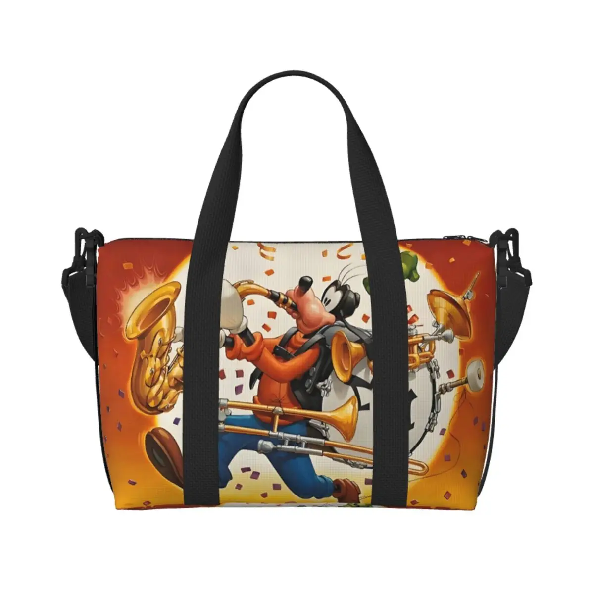 

Custom Goofy Cartoon Film Beach Tote Bag for Women Extra Large Gym Carry On Funny Animal Pattern Travel Shopping Bags