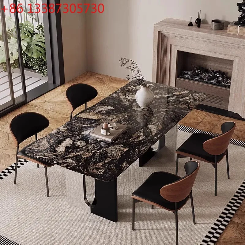 

Роскошный обеденный стол из мрамора, итальянский, в стиле легкой роскоши, высококачественный, для небольшой семьи.