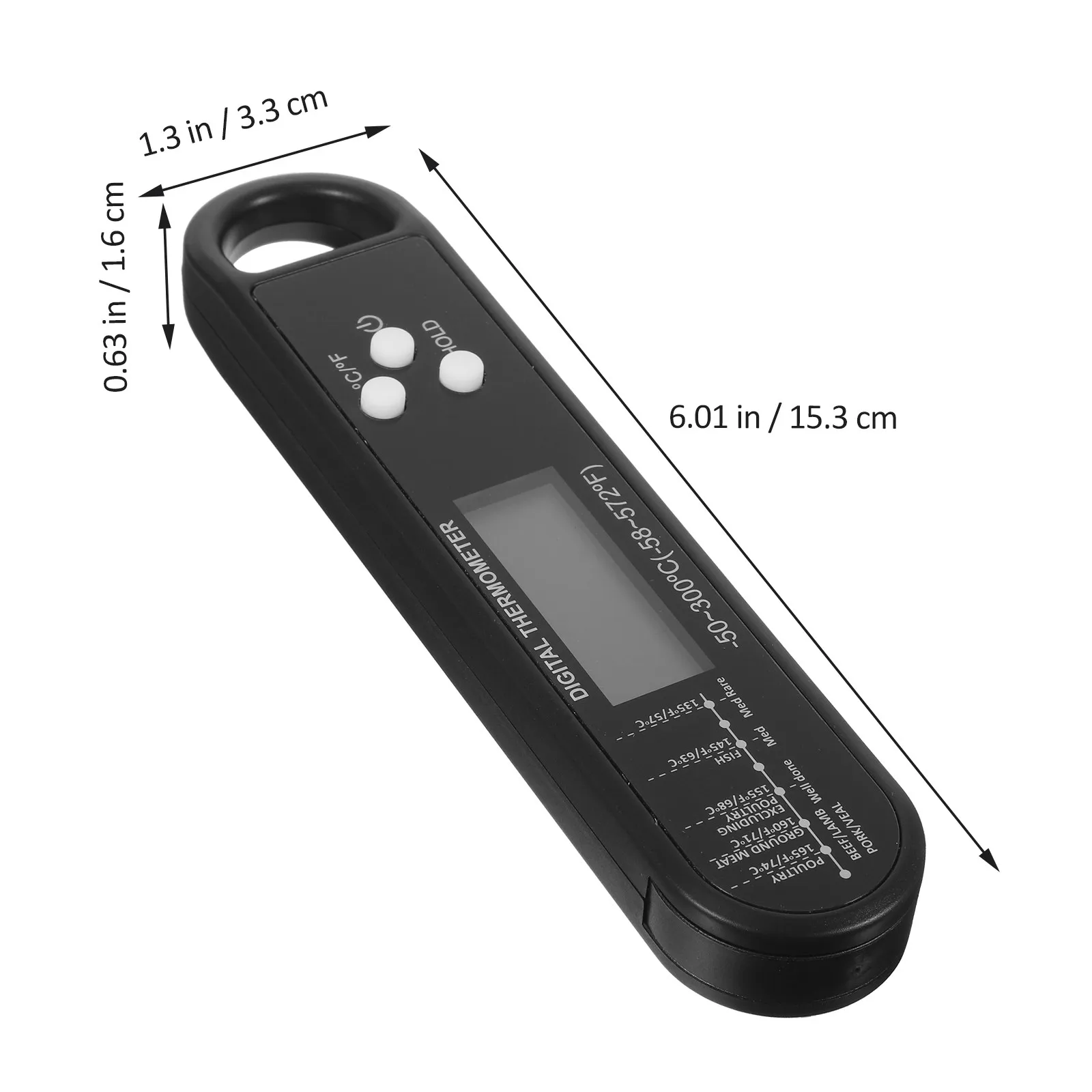 Termômetro Digital para Carne em Aço Inoxidável com Sonda Longa Dobrável e Leitura Instantânea para Churrasco, Assados, Fritadeira a Ar e Uso na Cozin