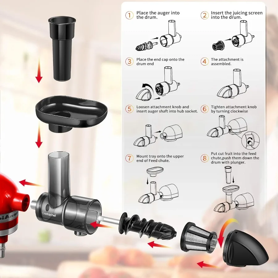 Juicer Attachment for All KitchenAid Stand Mixers Slow Juicer Attachment for Kitchen Aid Mixer Easy to Clean Juice Attachments