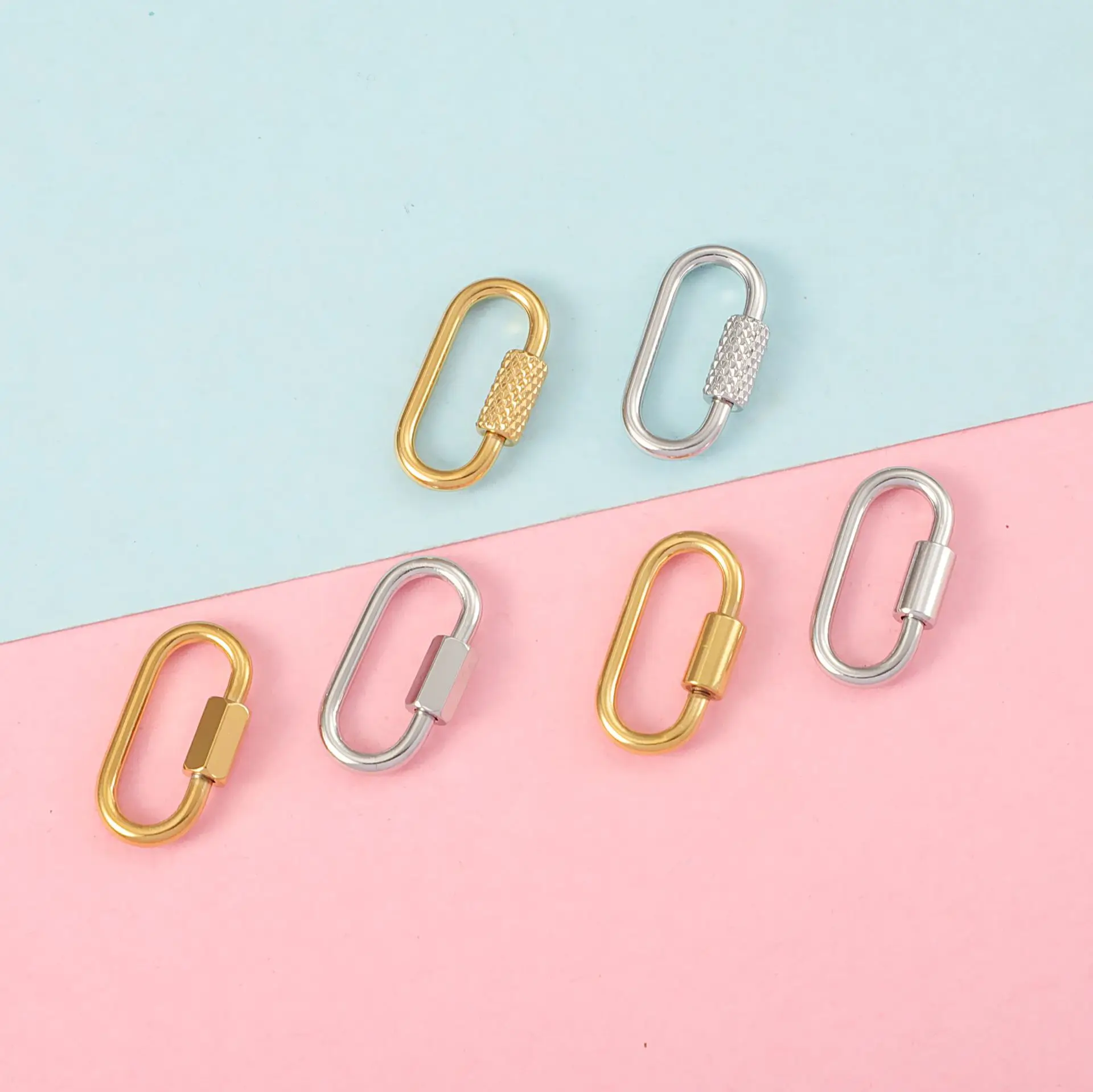 

5Pcs/Lot High Quality Stainless Steel Screw Lock Clasps Oval Connector Buckles For DIY Necklace Keychain Jewelry Making