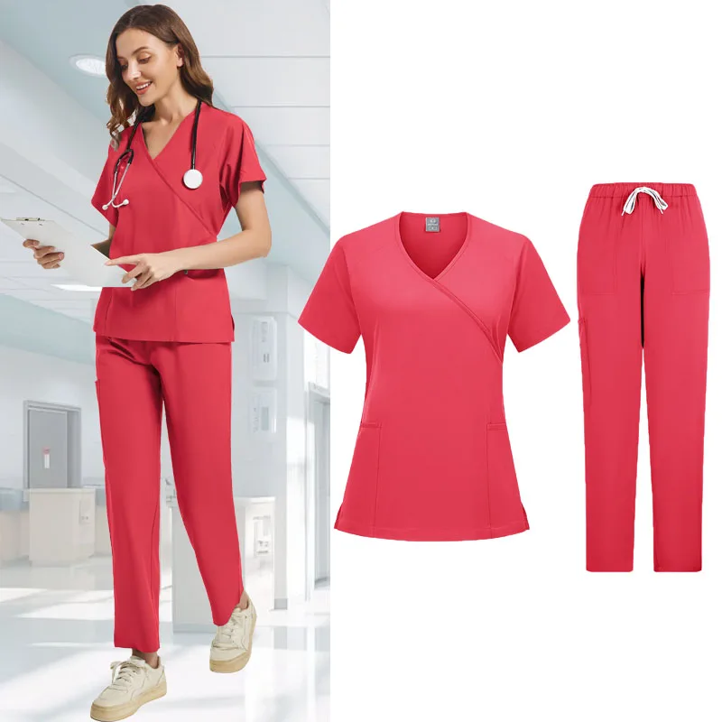 Conjuntos de uniformes médicos para mujer, uniformes quirúrgicos de Hospital, pantalón superior de manga corta, accesorios de enfermería, ropa para médicos, ropa de trabajo