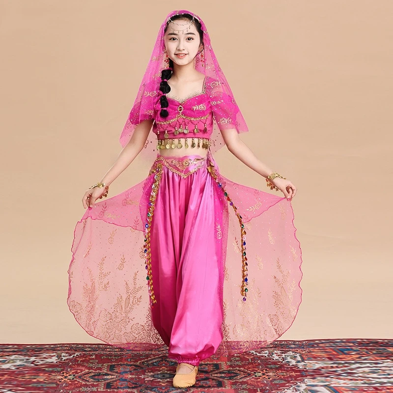 Traje de desempenho de halloween das crianças vestido de dança nacional roupas étnicas da menina dança do jardim de infância dança yindu eth outfit