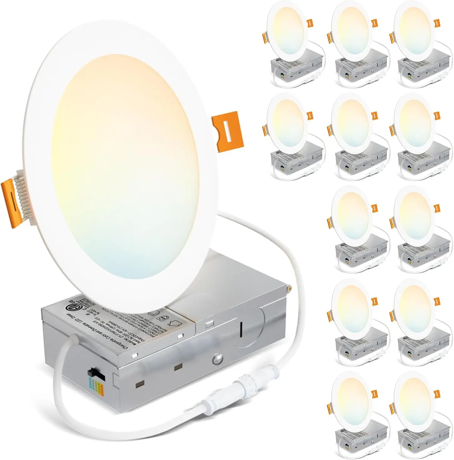

12 Pack LED Recessed Lighting 6 Inch with Junction Box, 5CCT Dimmable Downlight,13W Ultra-Thin Modern Ceiling Light