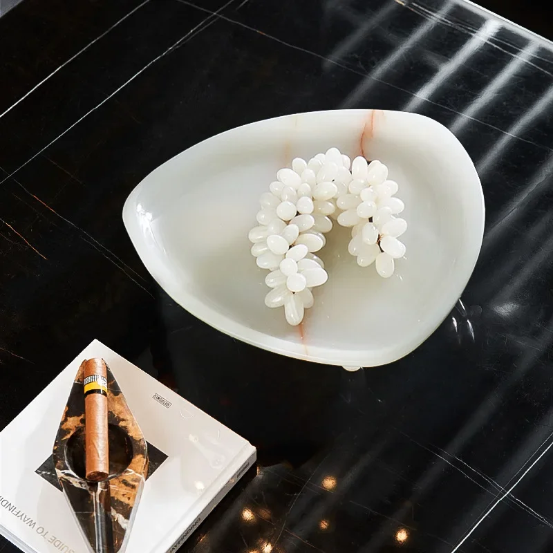 marble triangular fruit plate geometric ornament model room home living room dining table soft decoration jewelry
