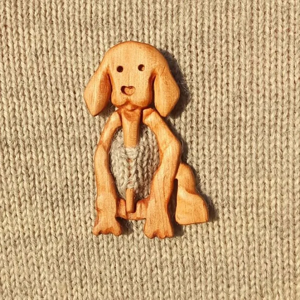Girl Gifts Niche Design Lovely Bear Flower Bird Dog Animal Fashion Jewelry Wooden Brooch Women Brooch Clothing Accessory image 5