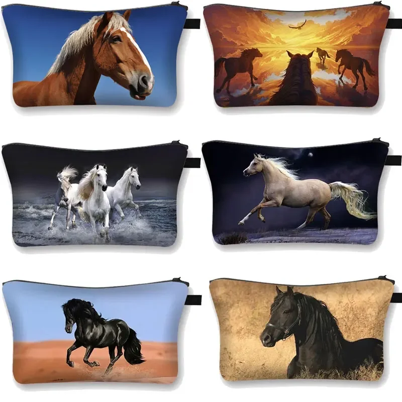 Dierenpaard/Pony Print Patroon Vrouwen Cosmetische Tas Meisjes Make-Up Tas Cosmetische Tas Dames Trave Organisatoren Tas Make-Up Doos