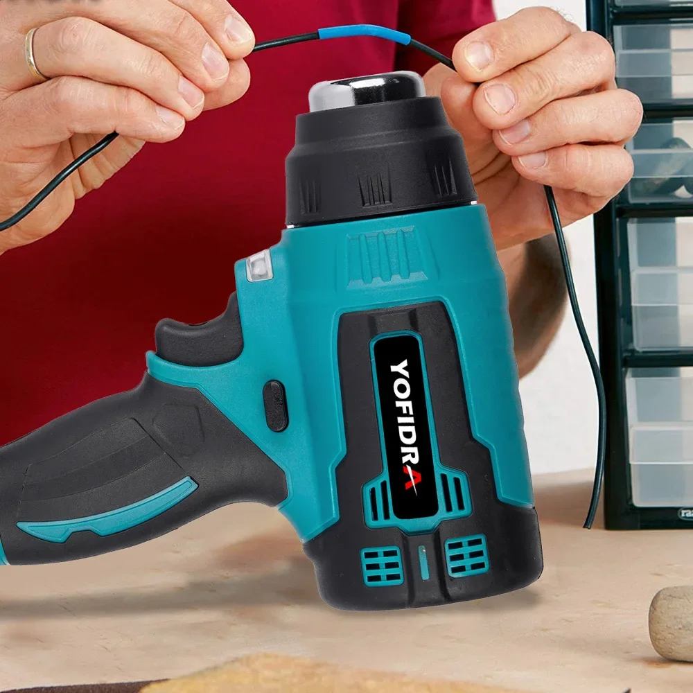 Imagem -06 - Pistola de Calor Elétrica sem Fio Portátil Recarregável Secador de ar Doméstico com Bicos Industrial Makita 18v Bateria 18v 2000w