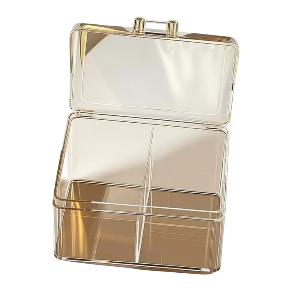 1Pcs Cotton Swab Organizer With Hinged Lid Dust Storage Box For Bathroom Vanity Q Tip Cotton Pad Small Sundry Household Desktop