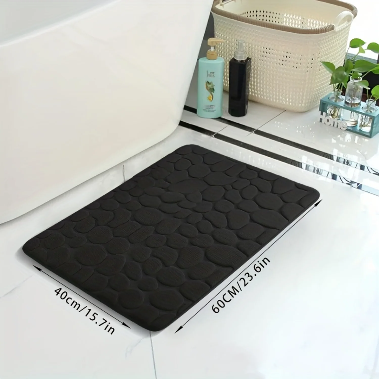 1pc Soft and Non-Slip Memory Foam Bath Rug - Quick Drying Machine Washable Shower Carpet for  and Bathroom - Comfortable Bathroo