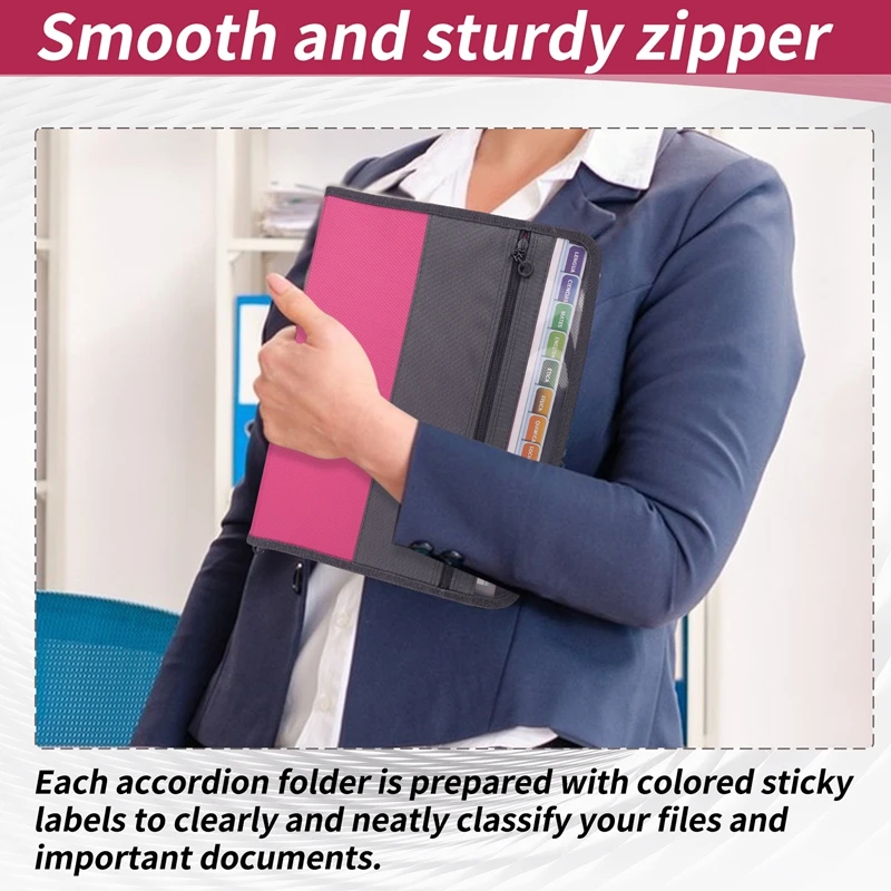 13 포켓 파일 폴더 보관함, 파일 상자 보관 가방, 지퍼 포함, A4 용지, 지폐, 문서 영수증에 적합