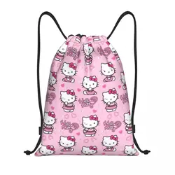 Custom Hello Kitty Manga Cat zaino con coulisse donna uomo palestra Sport Sackpack borsa per la spesa portatile