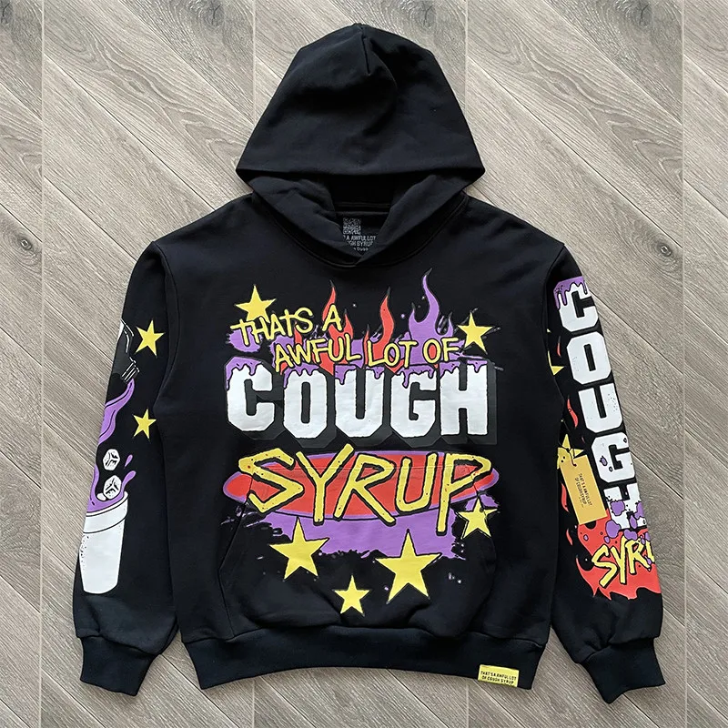 

Flame Star Print That's A Awful Lot of Cough Syrup Hoodie Sweatshirts Men Women Black Red Loose Streetwear Hooded Pullovers