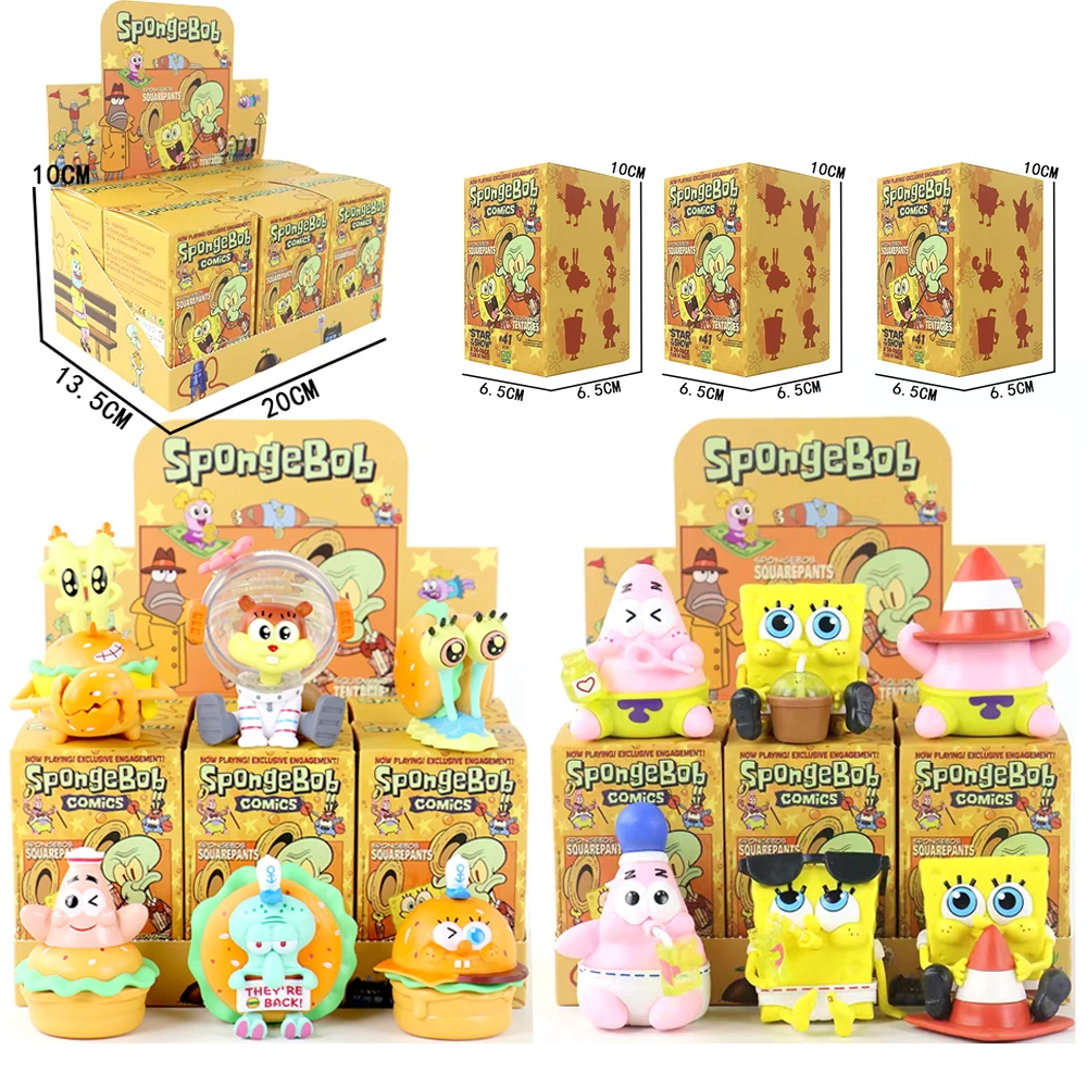 Neue Spongebob Patrick Star Squidward Tentacles Delicious Crab Burger Anime-Figur Sammlerstück Modellpuppe Blindbox Spielzeug Geschenk