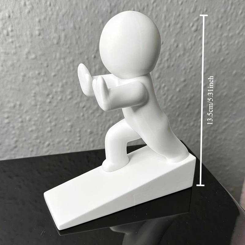 Cartoon Character Doorstop, Solid Weight Anti-Tipping Design, Prevents Door from Closing on Walls, Exquisite Human Sculpture