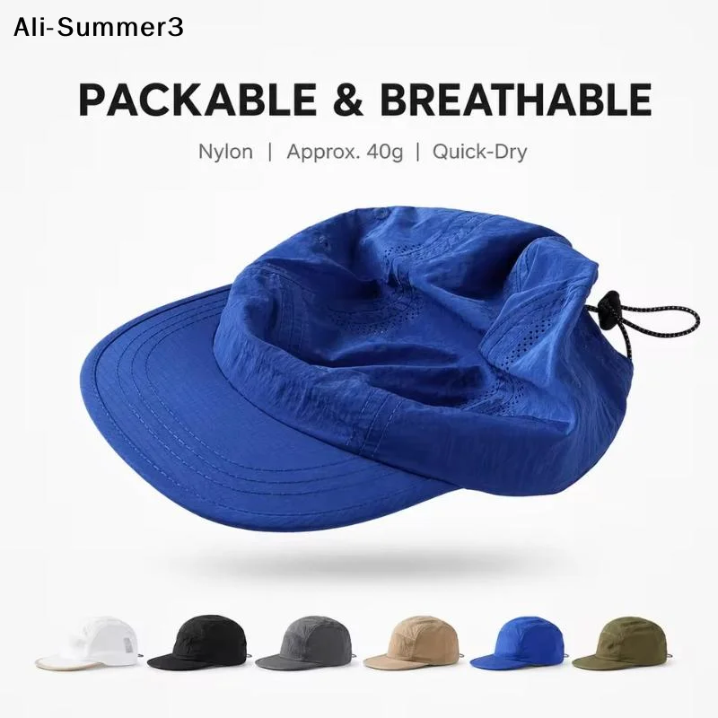 【AZ6】Ultra-light 40g Quick Dry 5 Panel Cap Men Women Sun Hat Foldable Soft Brim Breathable Outdoor Running Sports Baseball Cap