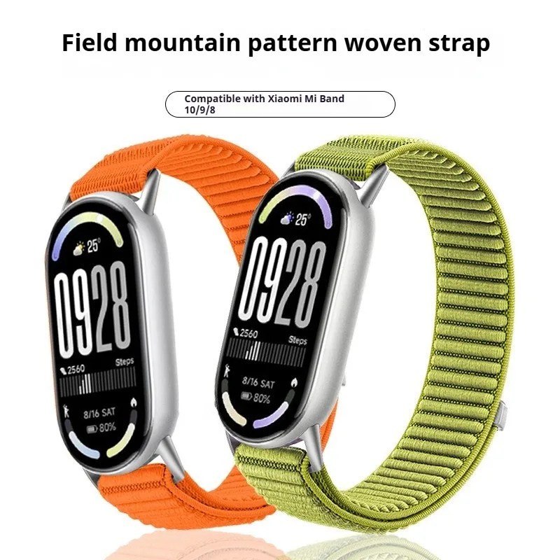 Pulseira trançada para mi band 10 9 8, pulseira de tecido de nylon, acessórios para xiaomi smart band 10 9 8 edição eramic