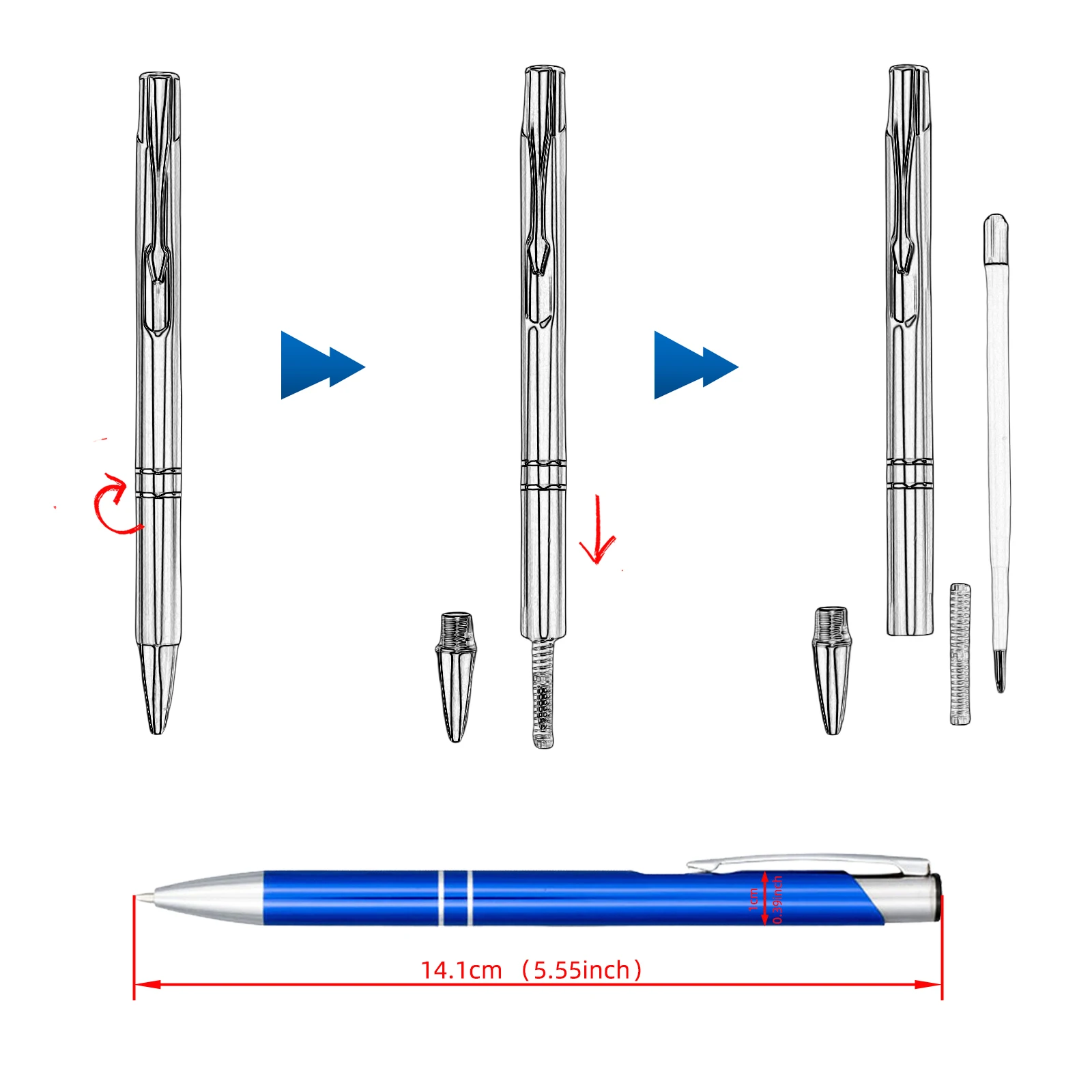 10pcs Customize Logo Pen Gift Ball Pens Free Engraved Metal Barrel Promotional Smooth Writing Stationery Show Display Wedding