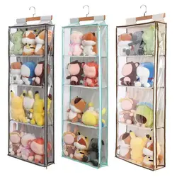 Hanging Yarn Storage Bag with Swivel Hooks Zipper Design Multiple Compartments Dustproof Clear Knitting Organizer Storage Bag