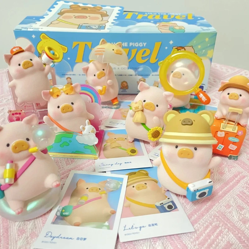 Caja ciega de la serie Lulu The Piggy Travel, bonita figura de acción, modelo de dibujos animados, caja misteriosa, juguetes coleccionables, decoración, regalos sorpresa para niñas