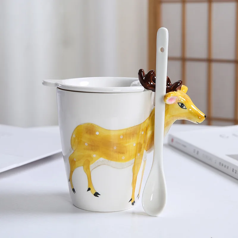 Creative 3D Animal Ceramic Mug Holiday Gift Coffee Mug Cartoon Animal Souvenir Mug Living Room Coffee Table Decorative Ornaments