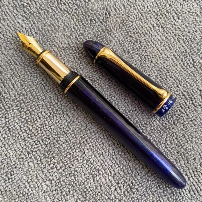 

WENRONG 96-03 Blue Resin Pen Torpedo Exclusive Black Golden F 0.5MM Ink Pen Premium Business Present for Boss Stationery Writing