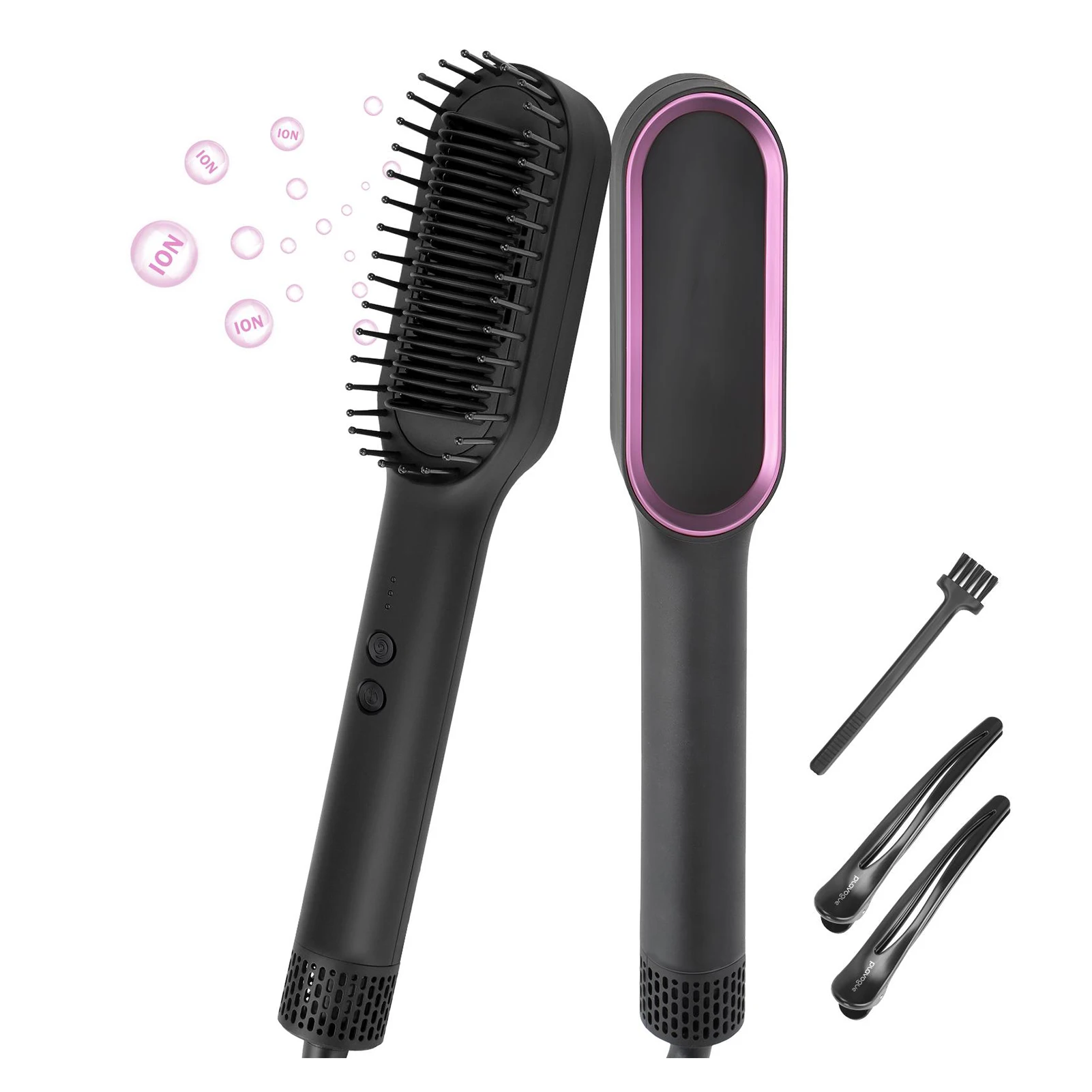 

2 in 1 Hair Straightening Hair Waver for Home Travel Negative Ions Hair Straightener Brush Black Rose Red Anti Scald Anti Heat