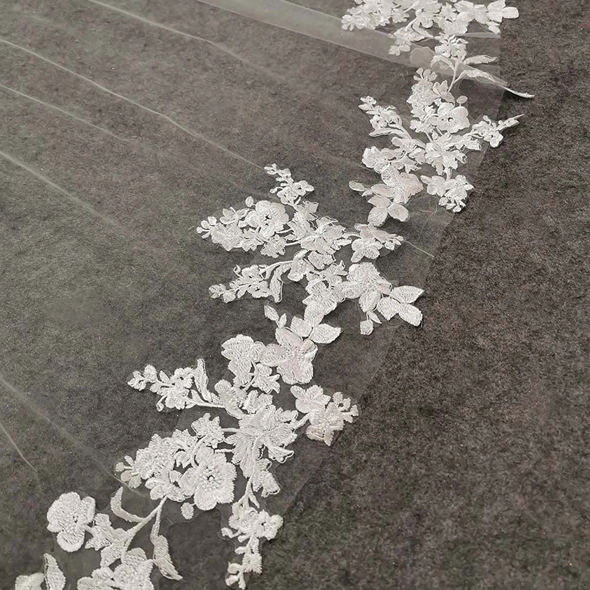 Velos de boda de moda, apliques de flores, velo para la yema del dedo, velos de boda de una capa con peine, velo de novia, pañuelo blanco personalizado